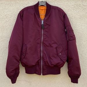 Alpha Industries Air Force Bomber Jacket M Reversible Maroon Orange